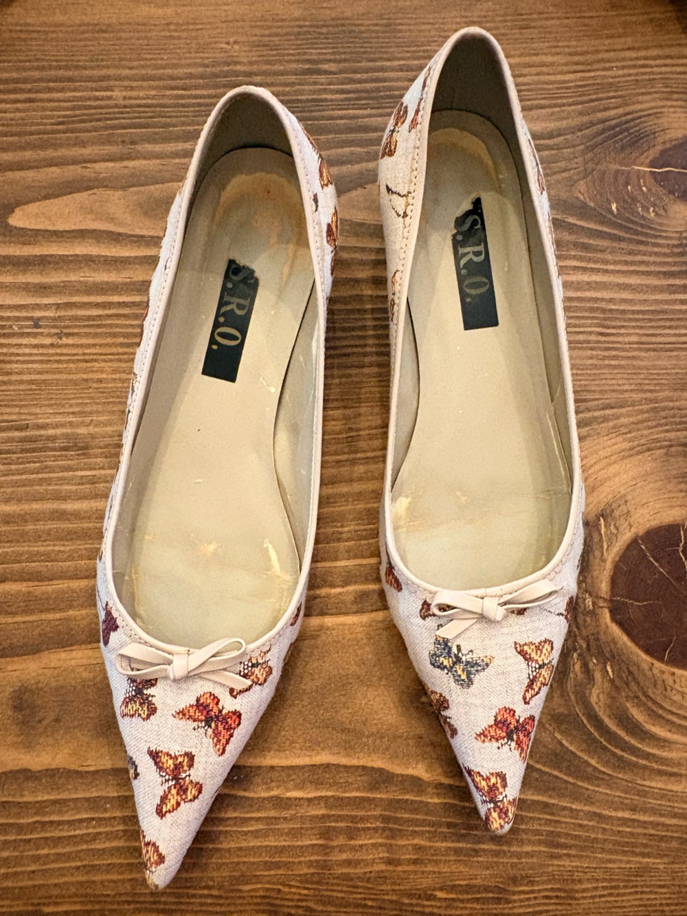 Vintage Made in Italy Butterfly Kitten Heels Pointy Toe